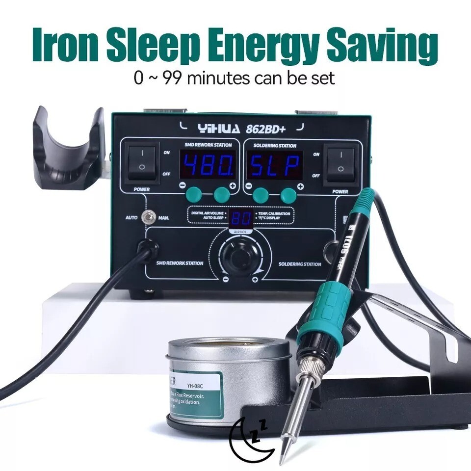 YIHUA 862BD+ 2-in-1 Hot Air Rework Station Soldering Station Soldering Iron Kit