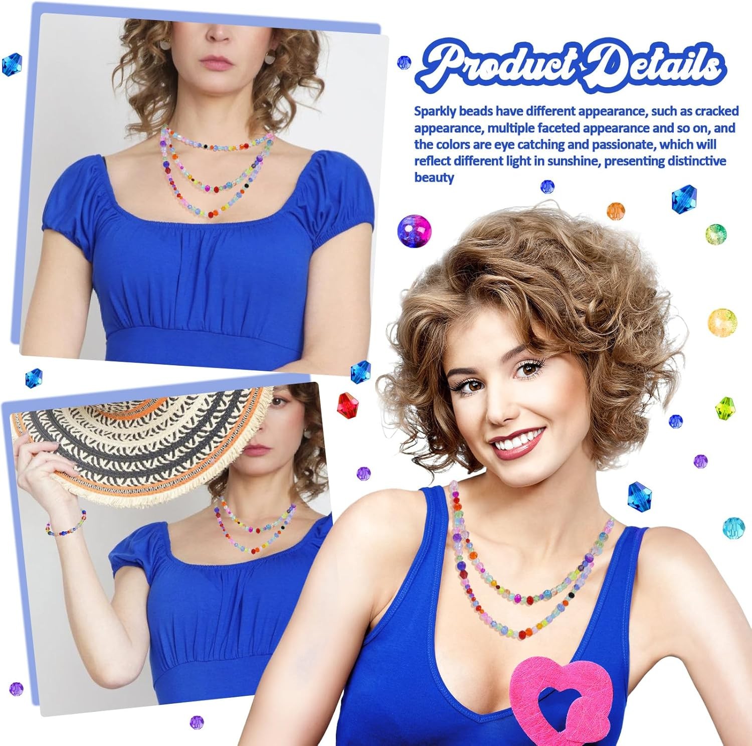 1300PCS Glass Beads for Jewelry Making Colorful Rainbow Craft Crystal Beads A...