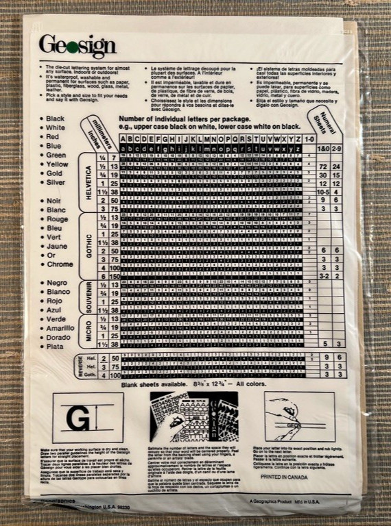 Geosign White Gothic 1-1/2 Inch Vinyl Lower Case Letters Self Stick 38mm