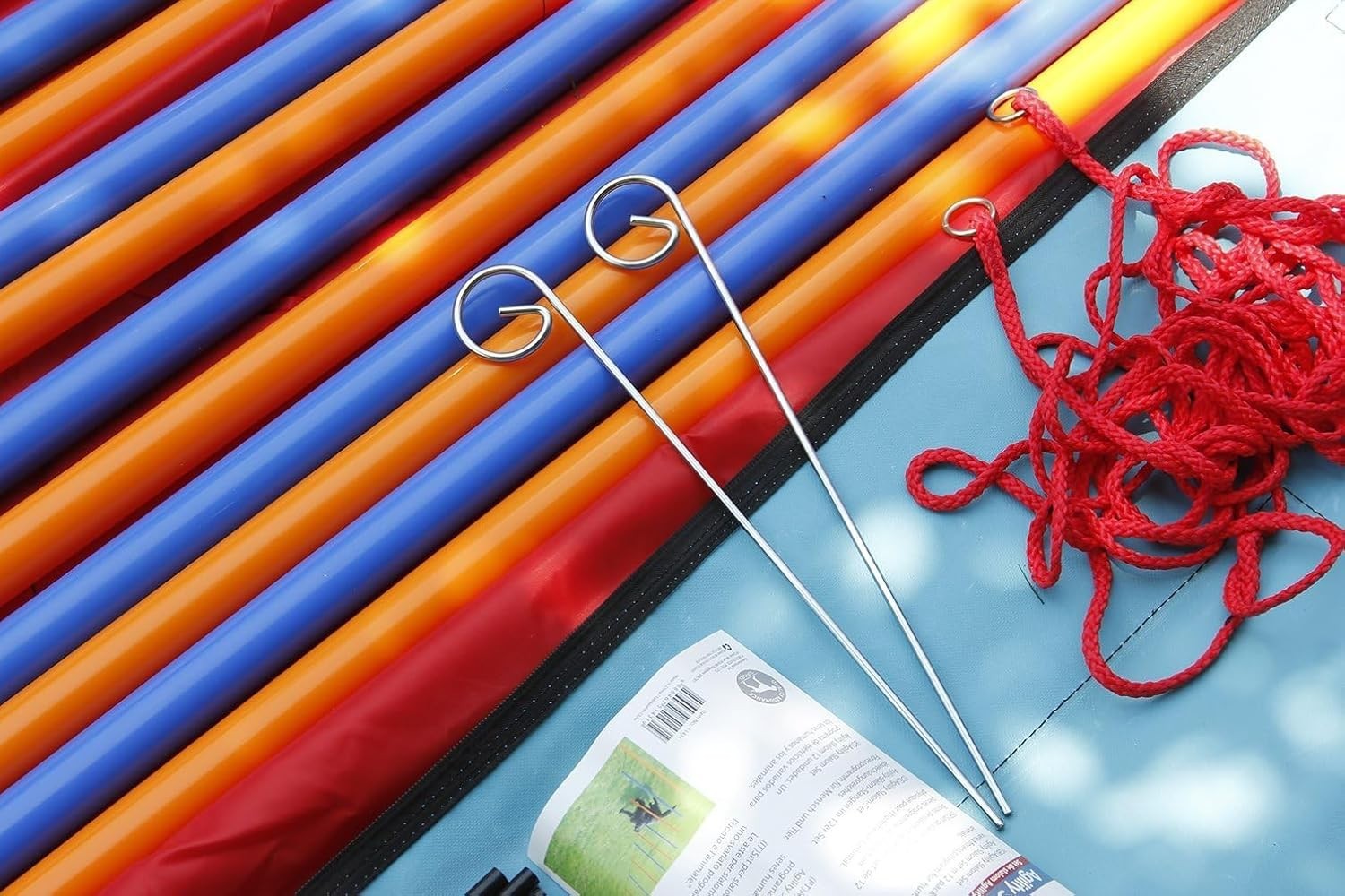 Portable 12 Weave Poles Agility Training Equipment for Dog Exercise Outdoors