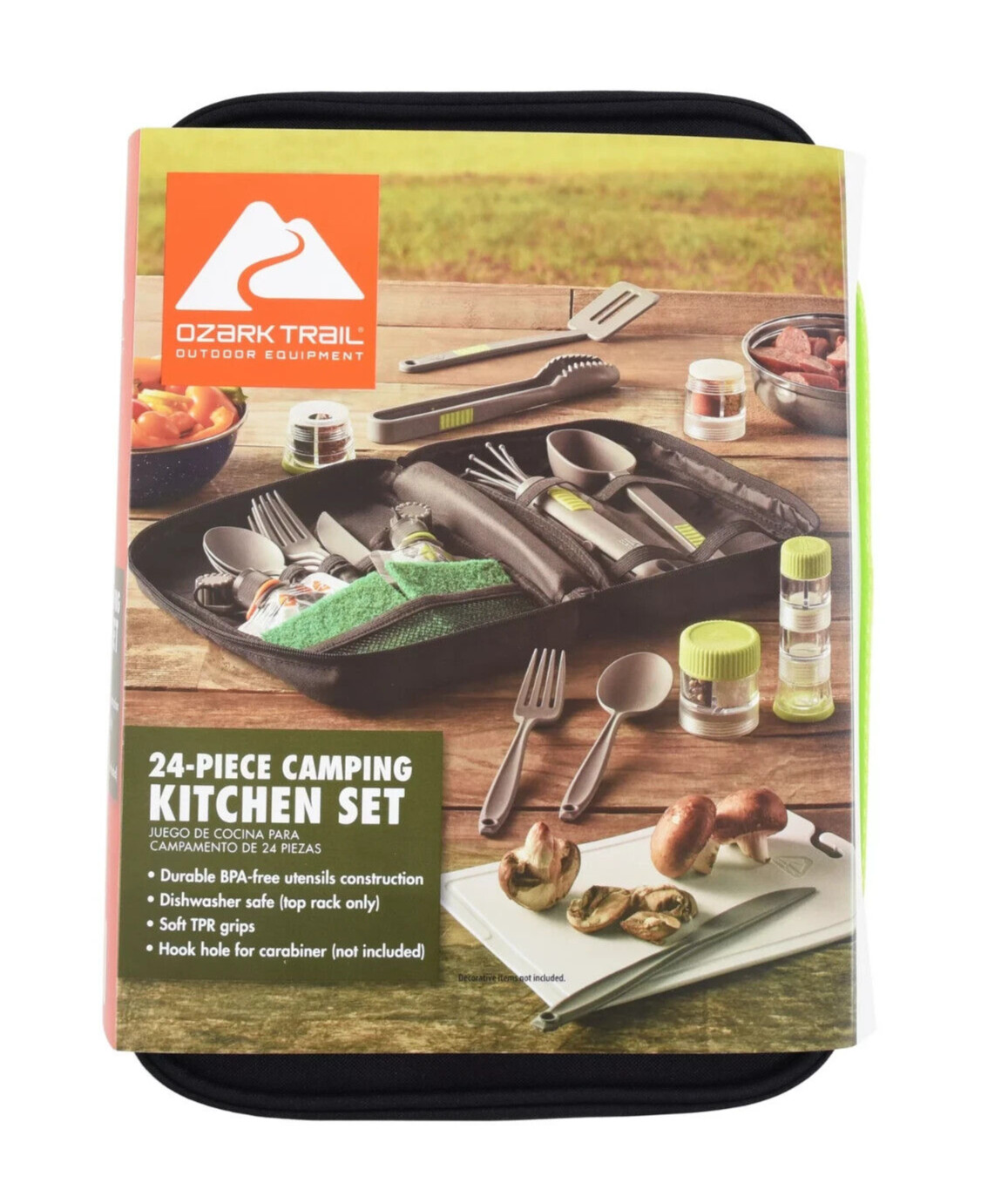 Ozark Trail - 24-Piece Camping Kitchen Set BPA-Free Plastic with Travel Bag