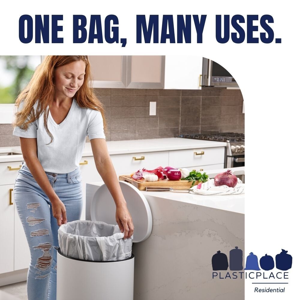 Plasticplace 8 Gallon White Trash Bags, 0.7 Mil, 200 Case