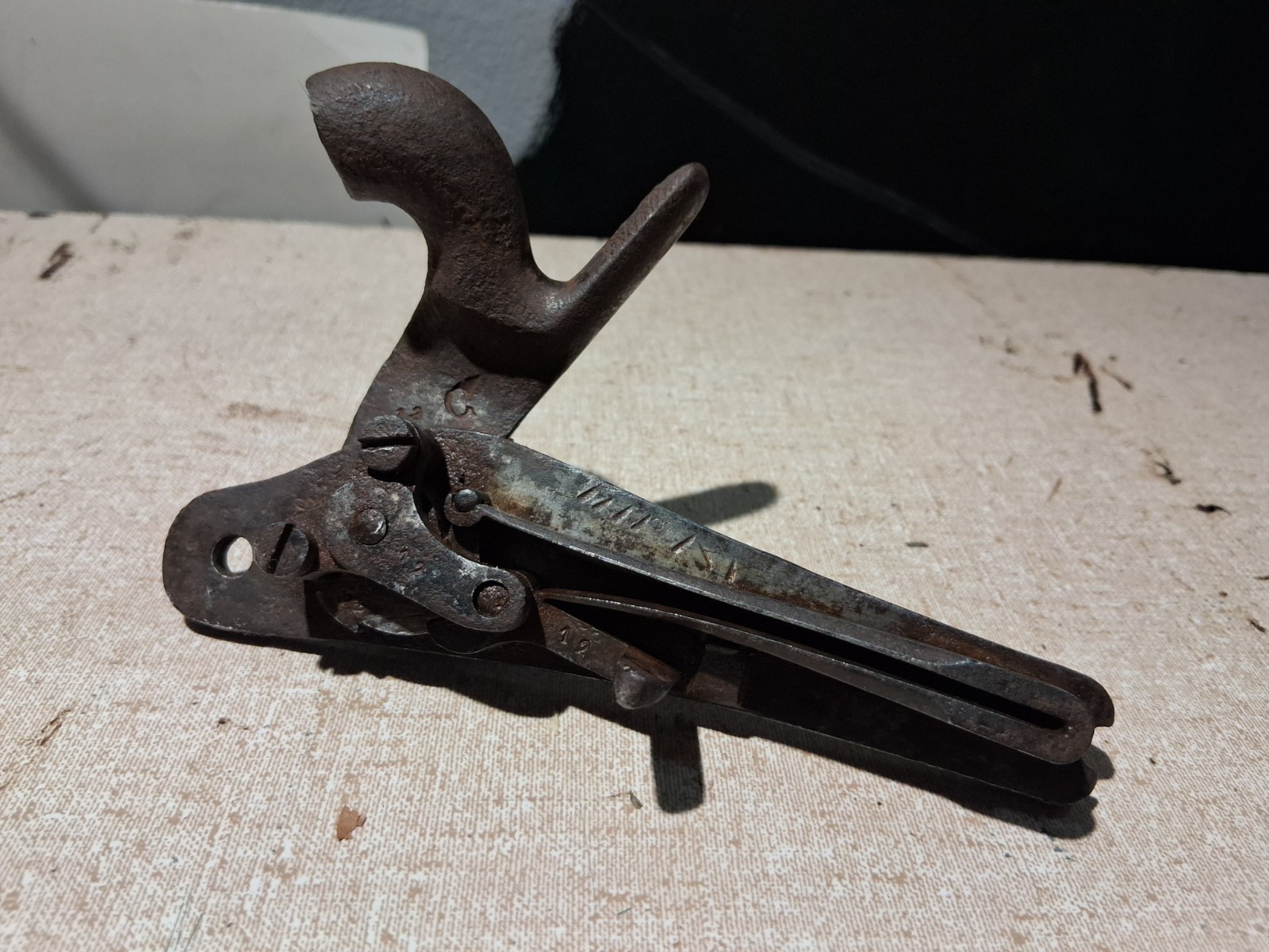 Antique Musket Rifle F.J. Malherbe? Hammer Lock Plate & Trigger Guard Assembly