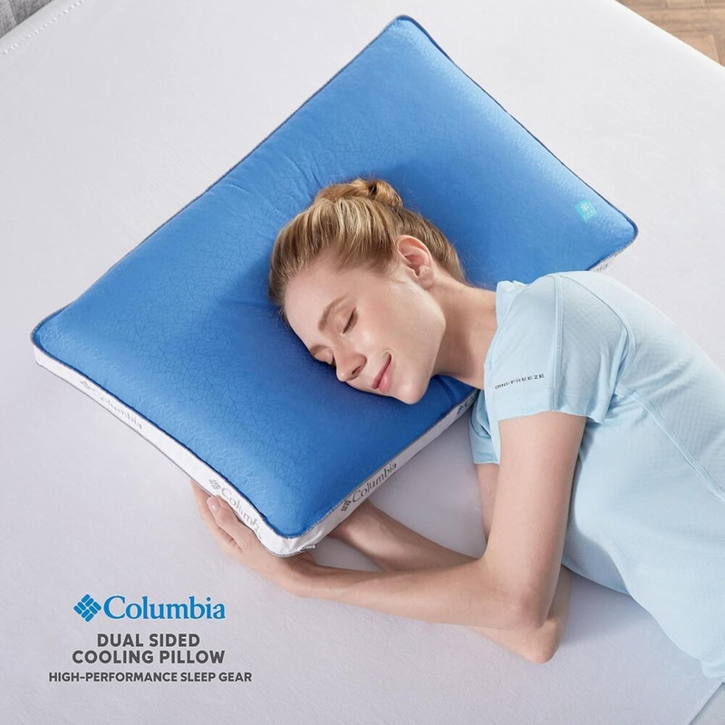 Columbia Cooling Gel Memory Foam Pillow Queen Omni-Freeze Washable Cover NEW