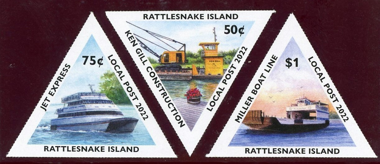 Rattlesnake Island Local Post Stamps NEW 2022 Lake Erie Comm. Vessels R-24 & Imp