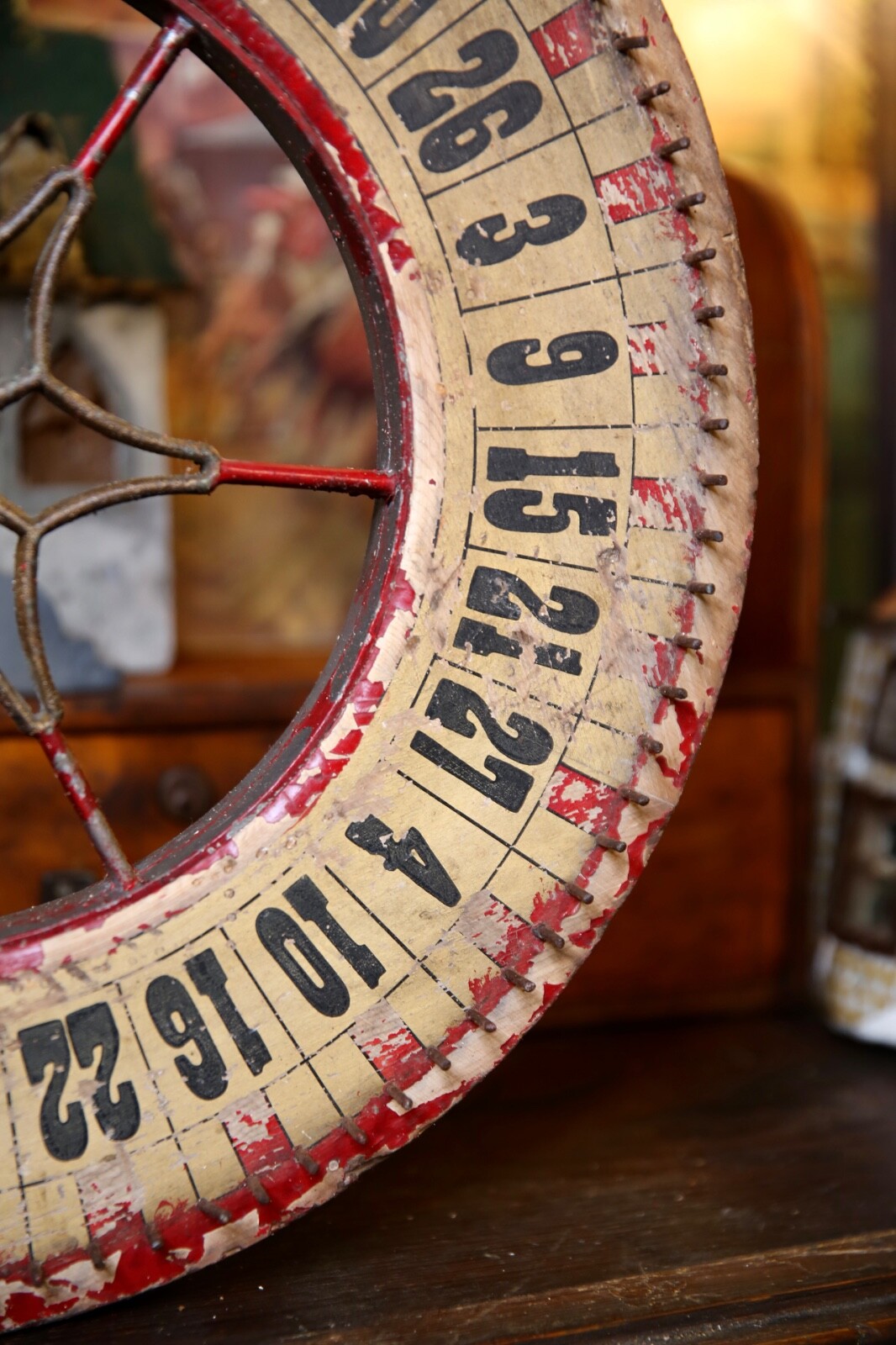 Antique Roulette Gambling Carnival Wheel Wood Casino Game Vintage Circus old