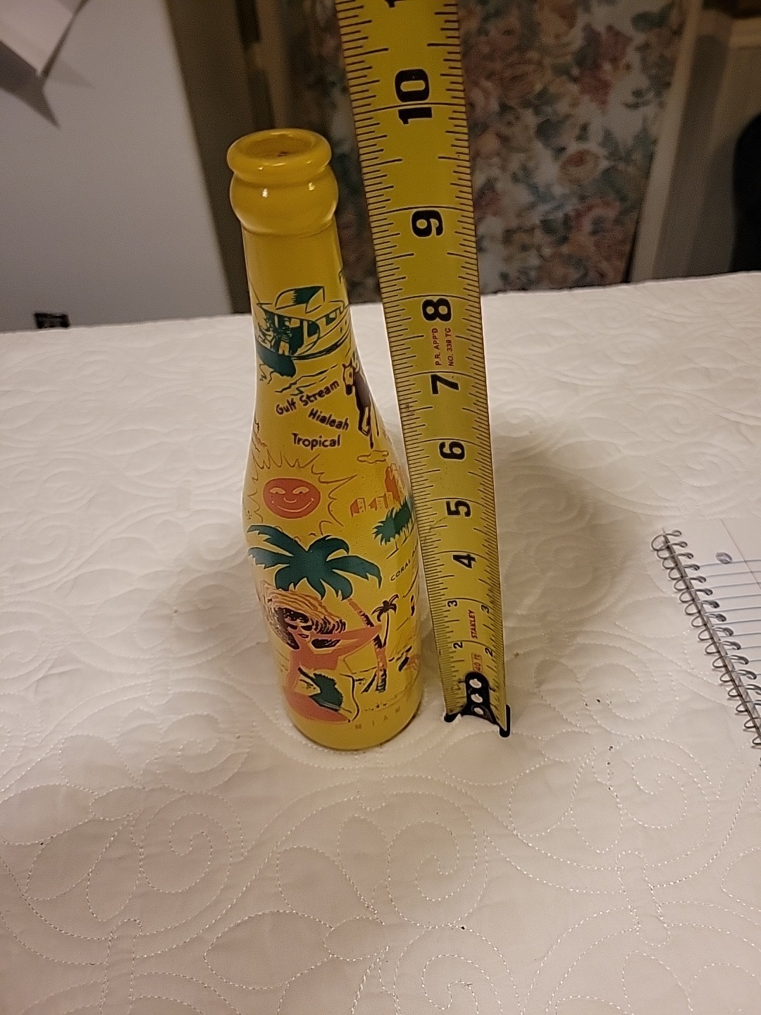 Vintage 1955 ABCB Convention Miami Bottle D-Duralas 10" Souvenir Yellow Glass