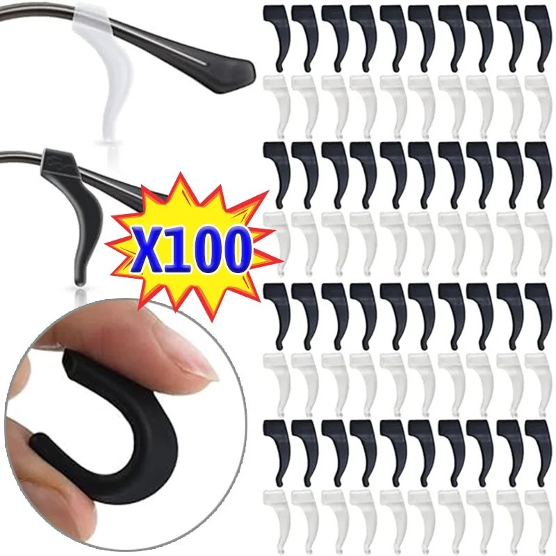 10Pcs Anti Slip Glasses Ear Hooks Clip Tip Eyeglasses Holder Safety Retainer Gri