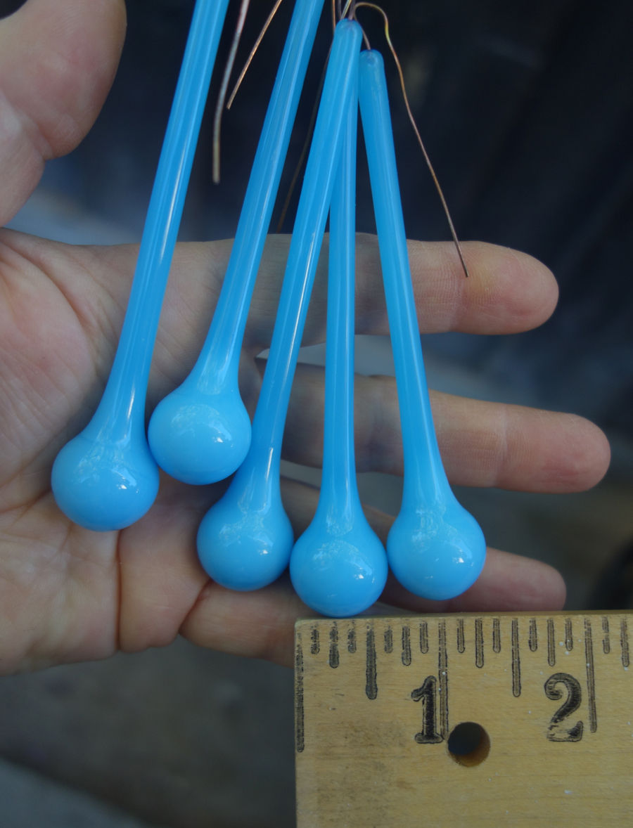 18 "Marble" Opaline Blue art glass lamp chandelier gilt sconce part 3.75" prism