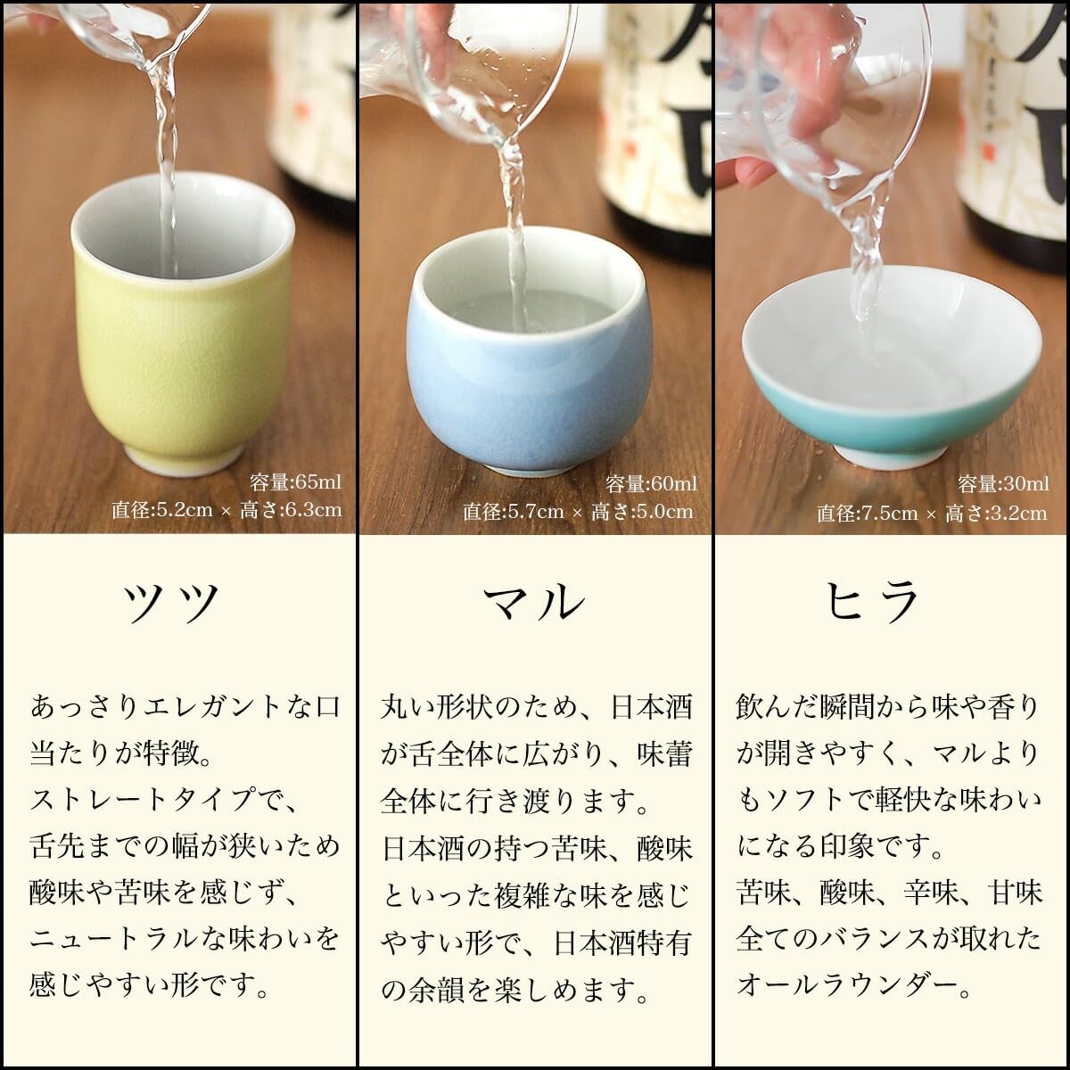 Kutani Ware Guinomi Sake Cup Set of 3 Porcelain, New Japan