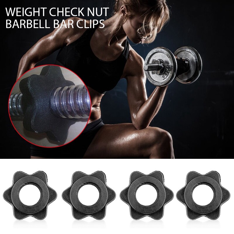 4PC Weight Check Nut Barbell Bar Clips Spin Lock Screw Dumbbell Spinlock Collars