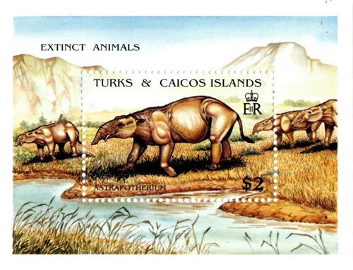 Turks and Caicos 1991 - Extinct Animals - Souvenir Stamp Sheet Scott #912 - MNH