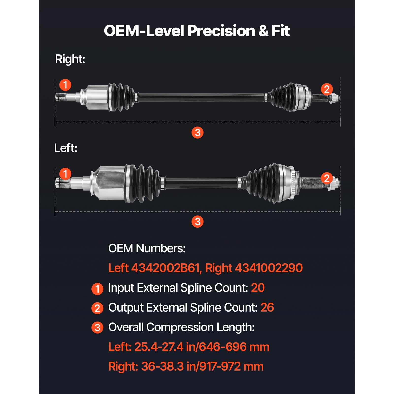 Uimoso Pair Front Left & Right CV Axle Shaft for Toyota Corolla 1.8L 2009-2018