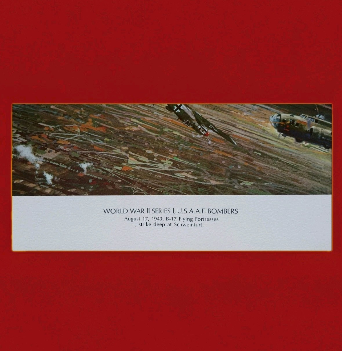 Laminated WWII Series 1 The Bombers B-17 Flying Fortress Print Deneen 23x19 1970