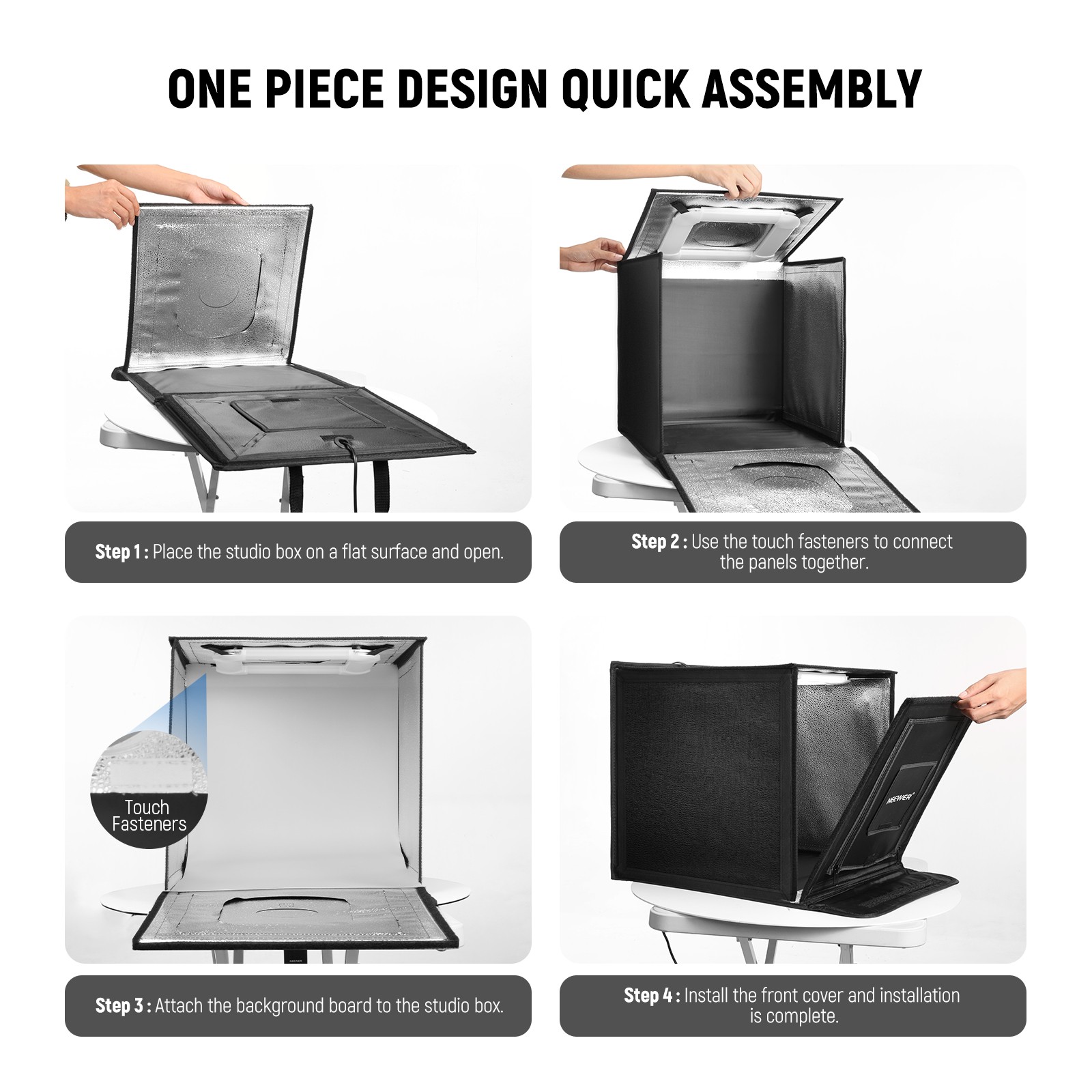 NEEWER LP60D 24" Photo Light Box w/4 Backdrops, 5600K 160 LEDs, Dimmable