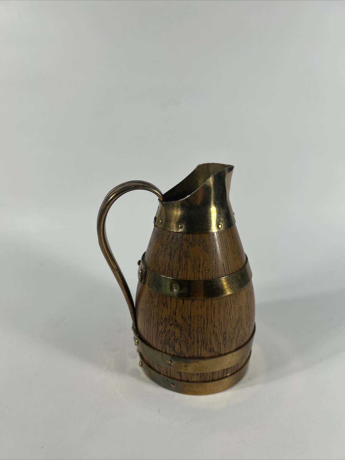 Gerard Lafitte Meilleurs d'Ouvrier de France Brass Oak Barrel Pitcher 1933