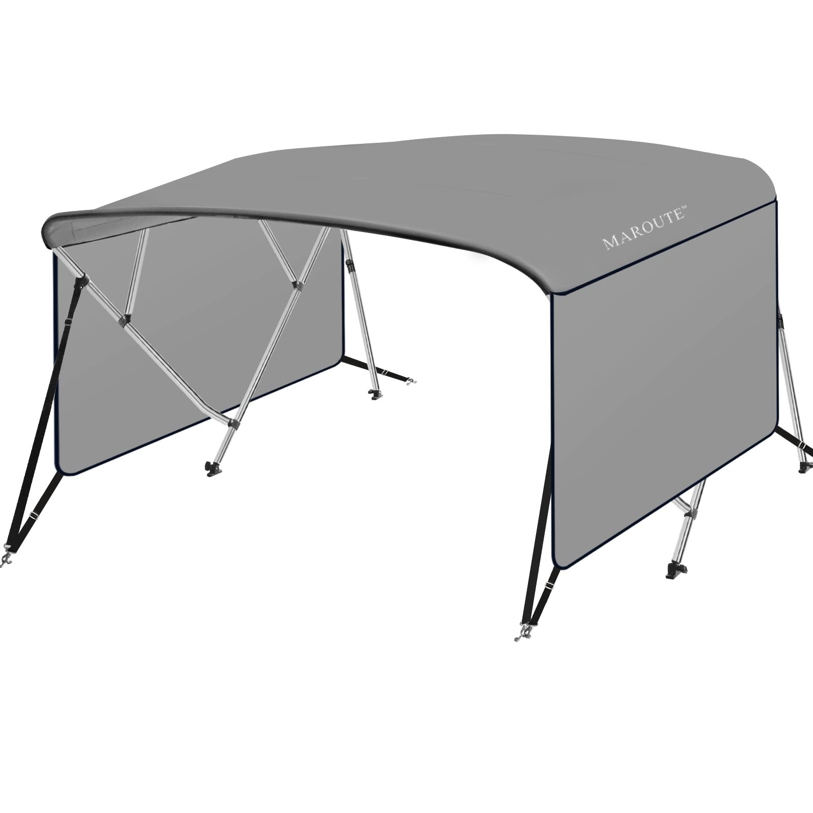Boat Bimini Top 4 Bow Canopy Cover 8ft Long With Frame & Rear Poles & Sidewalls