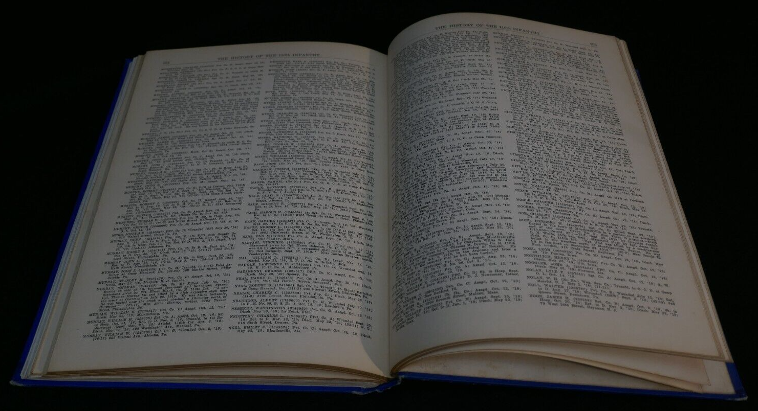 History Of The 110th Infantry (10th PA) Of The 28th Division Book, 1920 First Ed