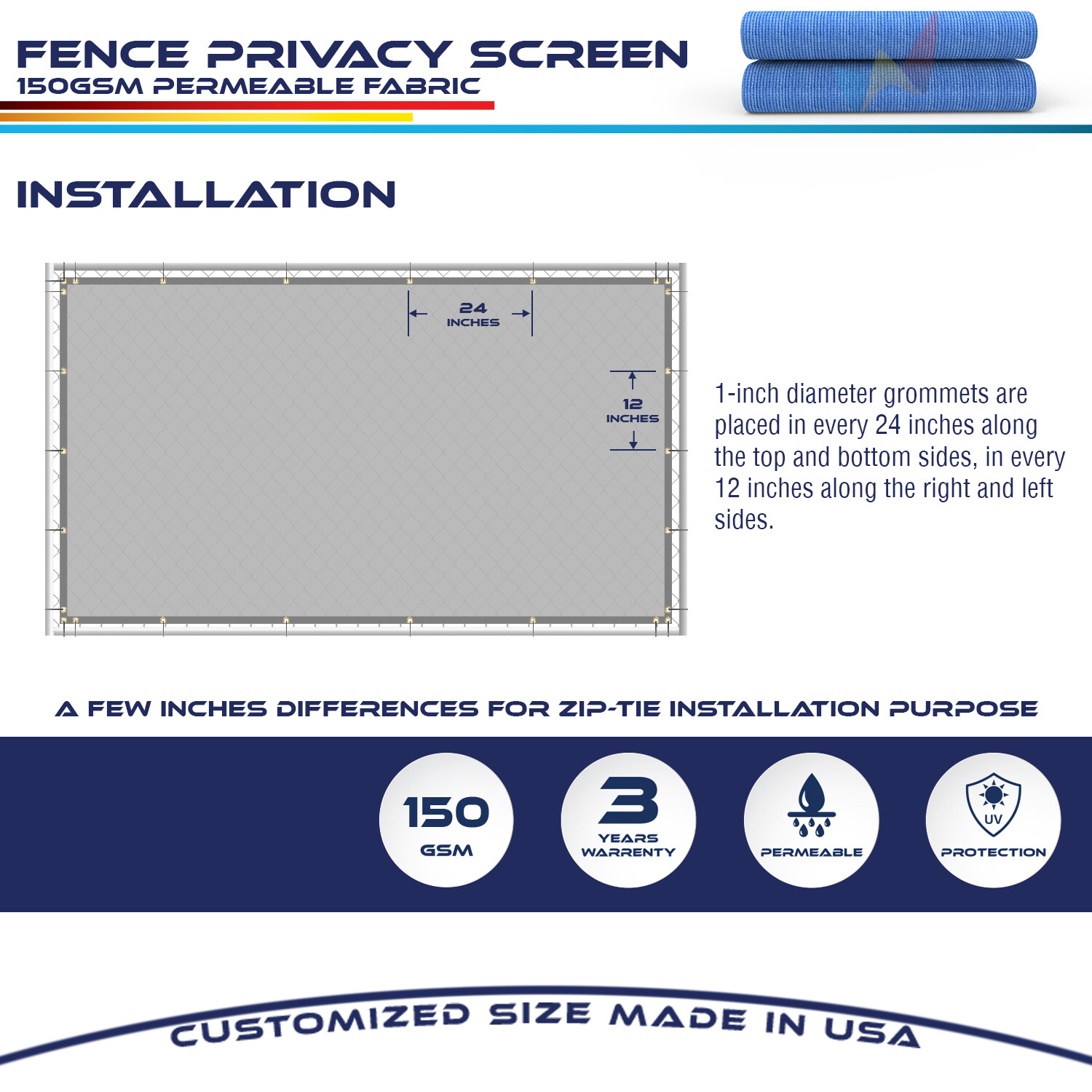 4' 5' 6' 8' Privacy Fence Screen Garden Windscreen Heavy Duty Shade Cover Blue