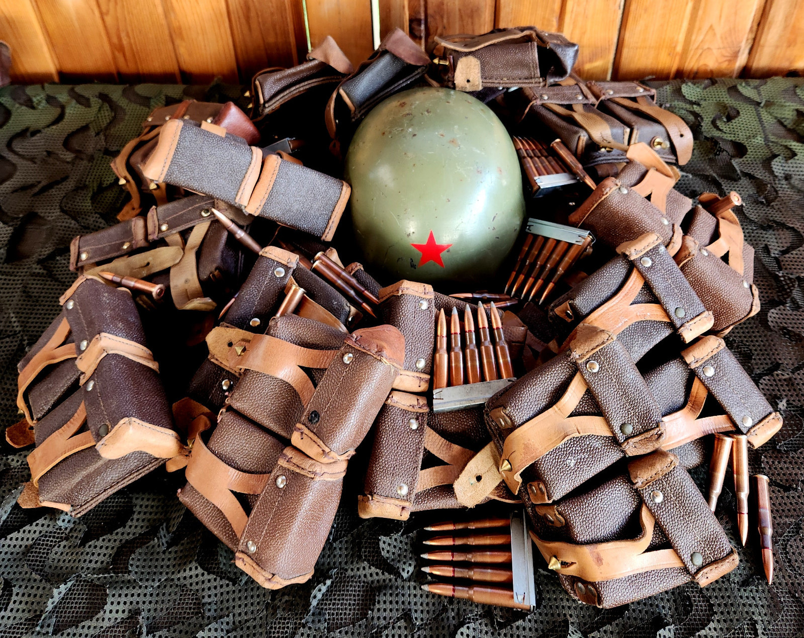 Mosin Nagant two-cell ammo pouches lot of 6 vintage WWII Soviet Union Red Army