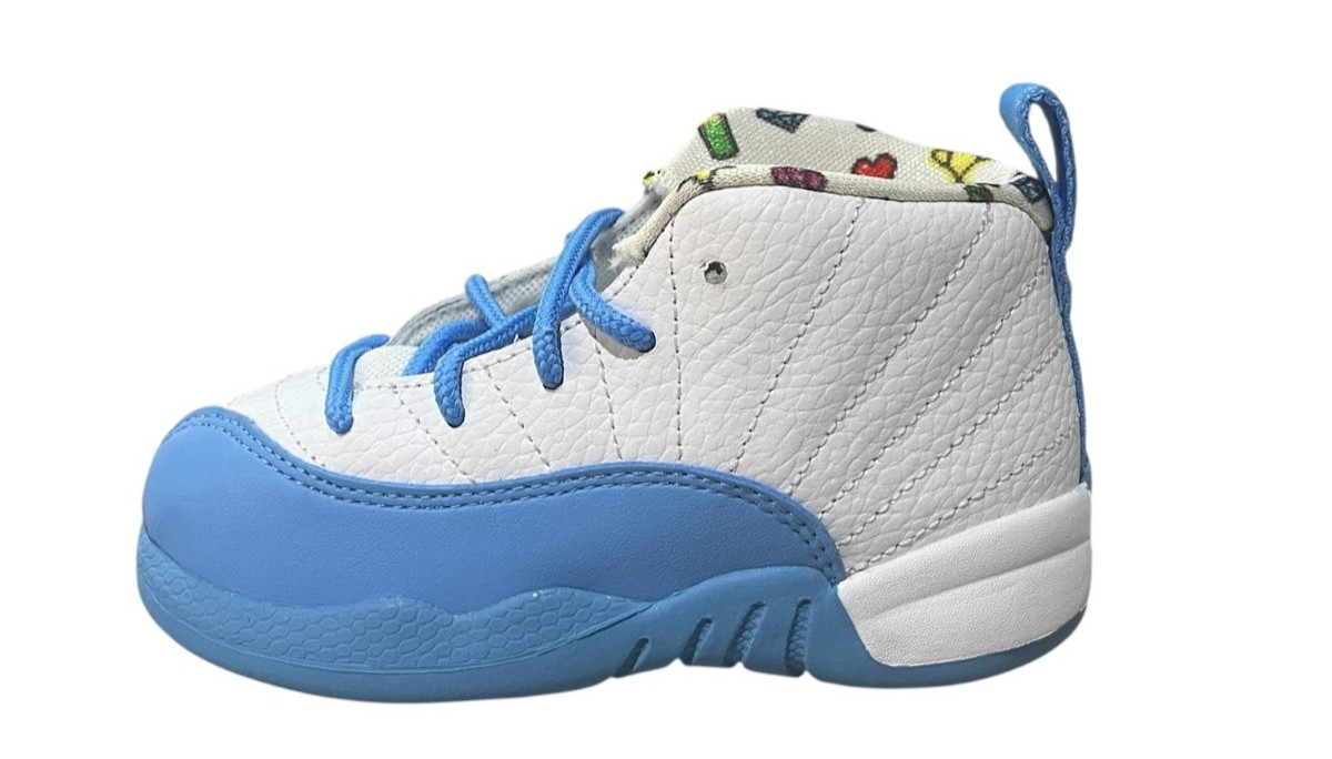 Jordan Retro 12 White/University Blue Emoji Infant/Toddler Size 8 DQ4367-114 New