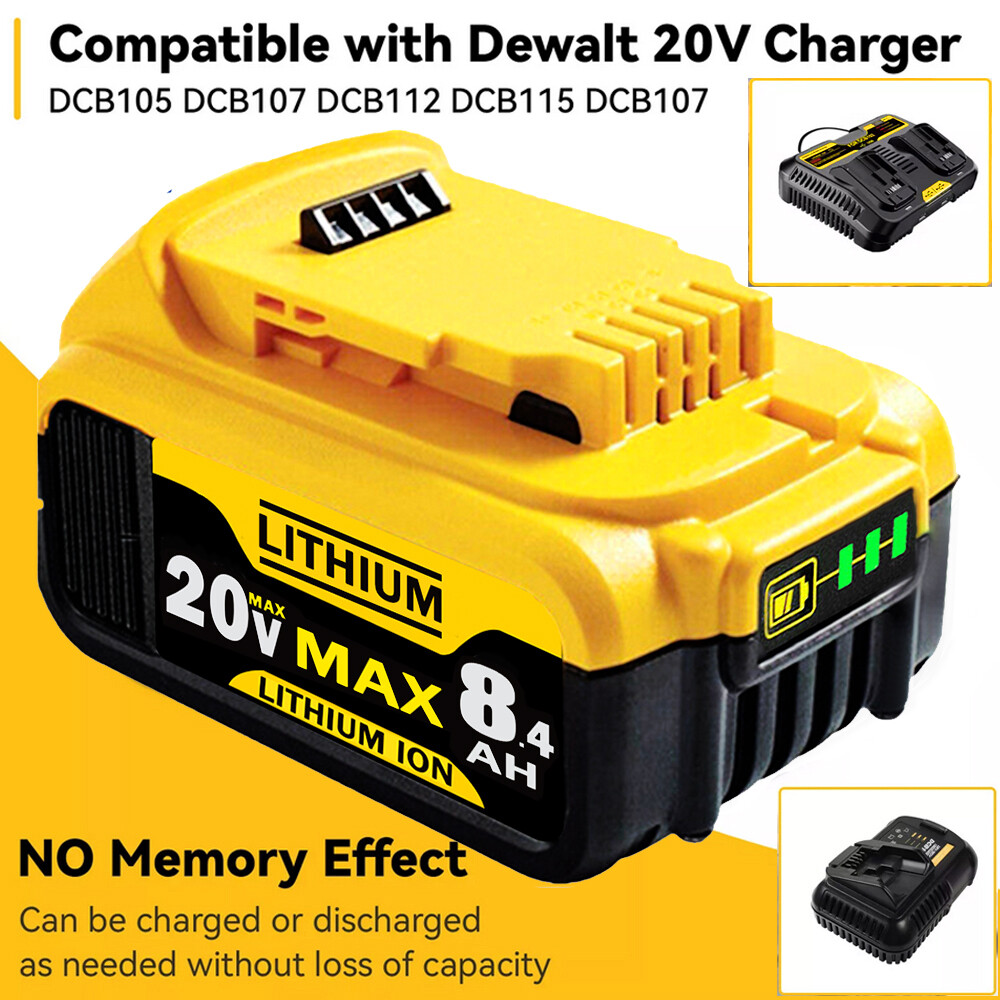 2Pack 8.0AH Lithium Ion Battery For DeWalt DCB206-2 20V 20 Volt Max XR DCB205-2