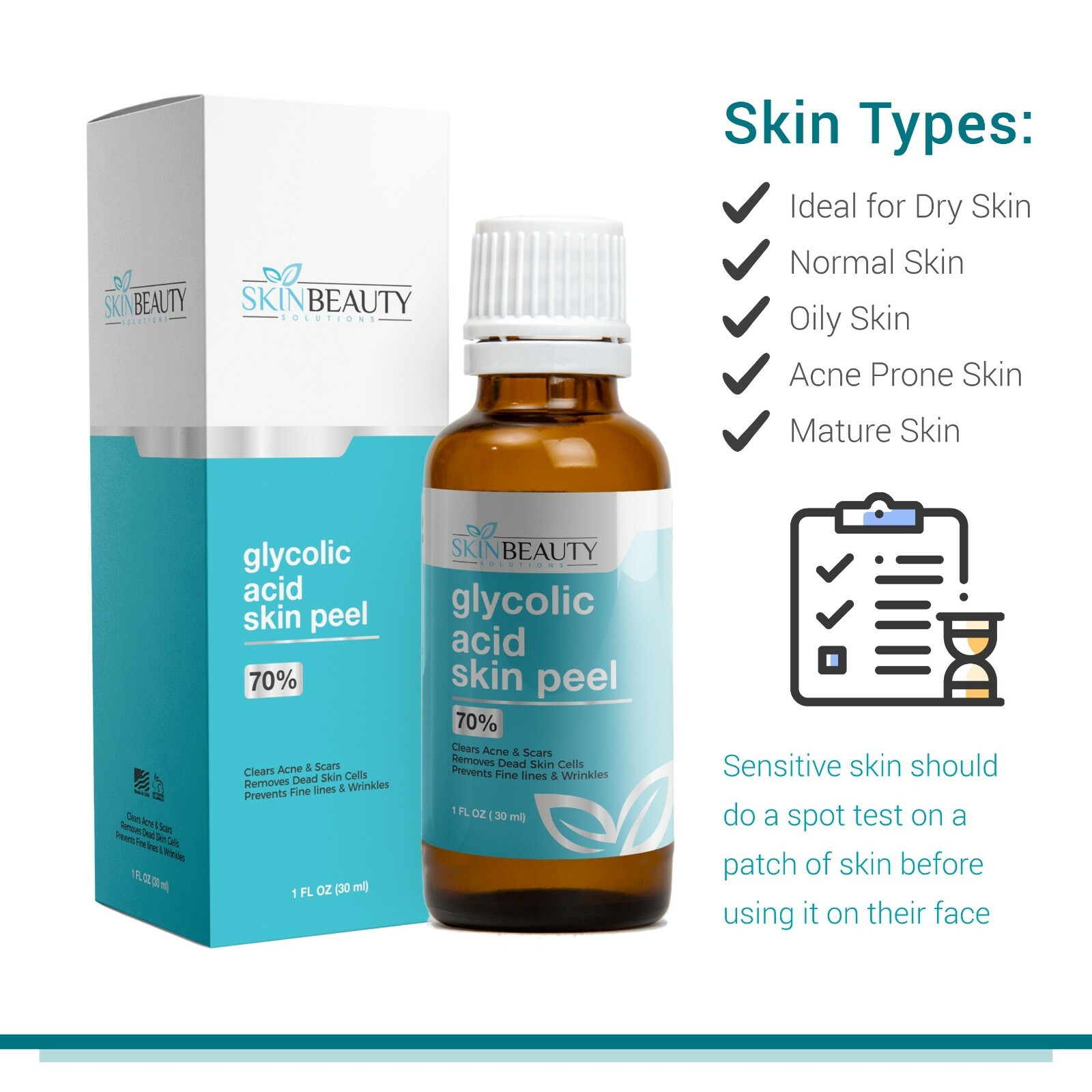 GLYCOLIC ACID BUFFERED Skin Face Chemical Peel - 35% 50% 70% Acne Wrinkles Pores