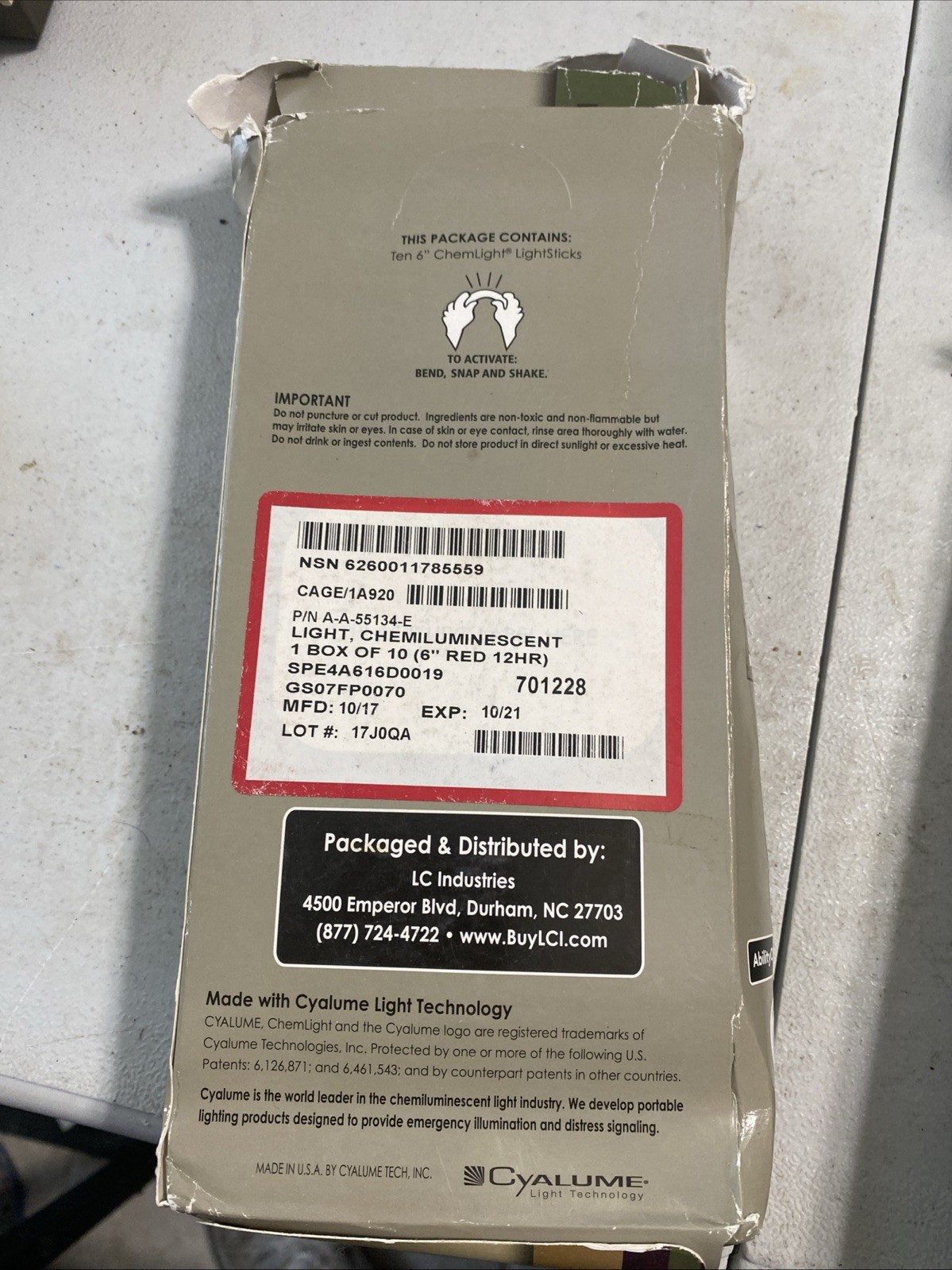 6" Tactical ChemLight - RED 10 Pack