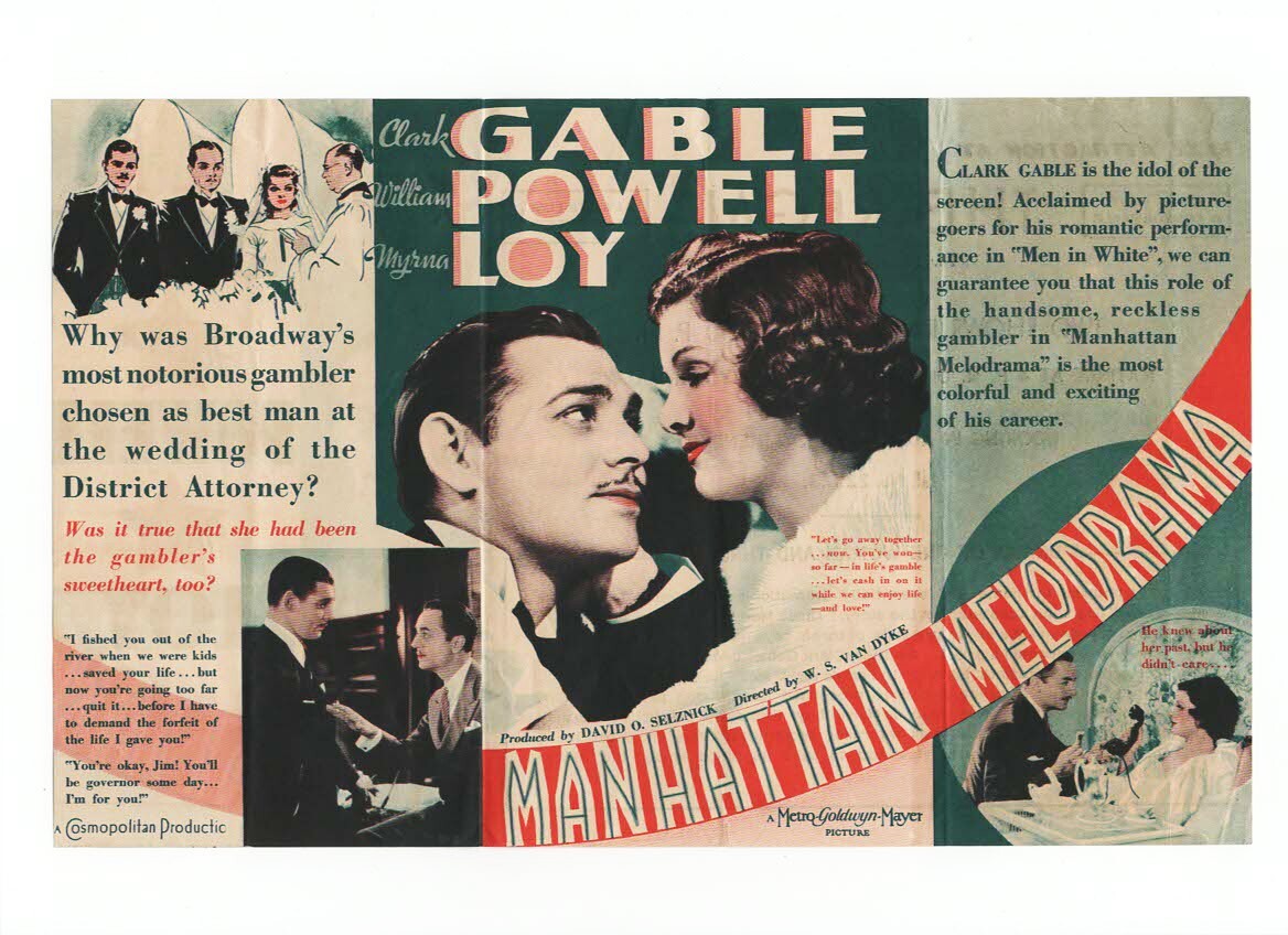 Manhattan Melodrama Clark Gable Herald from the 1934 Movie ultra rare