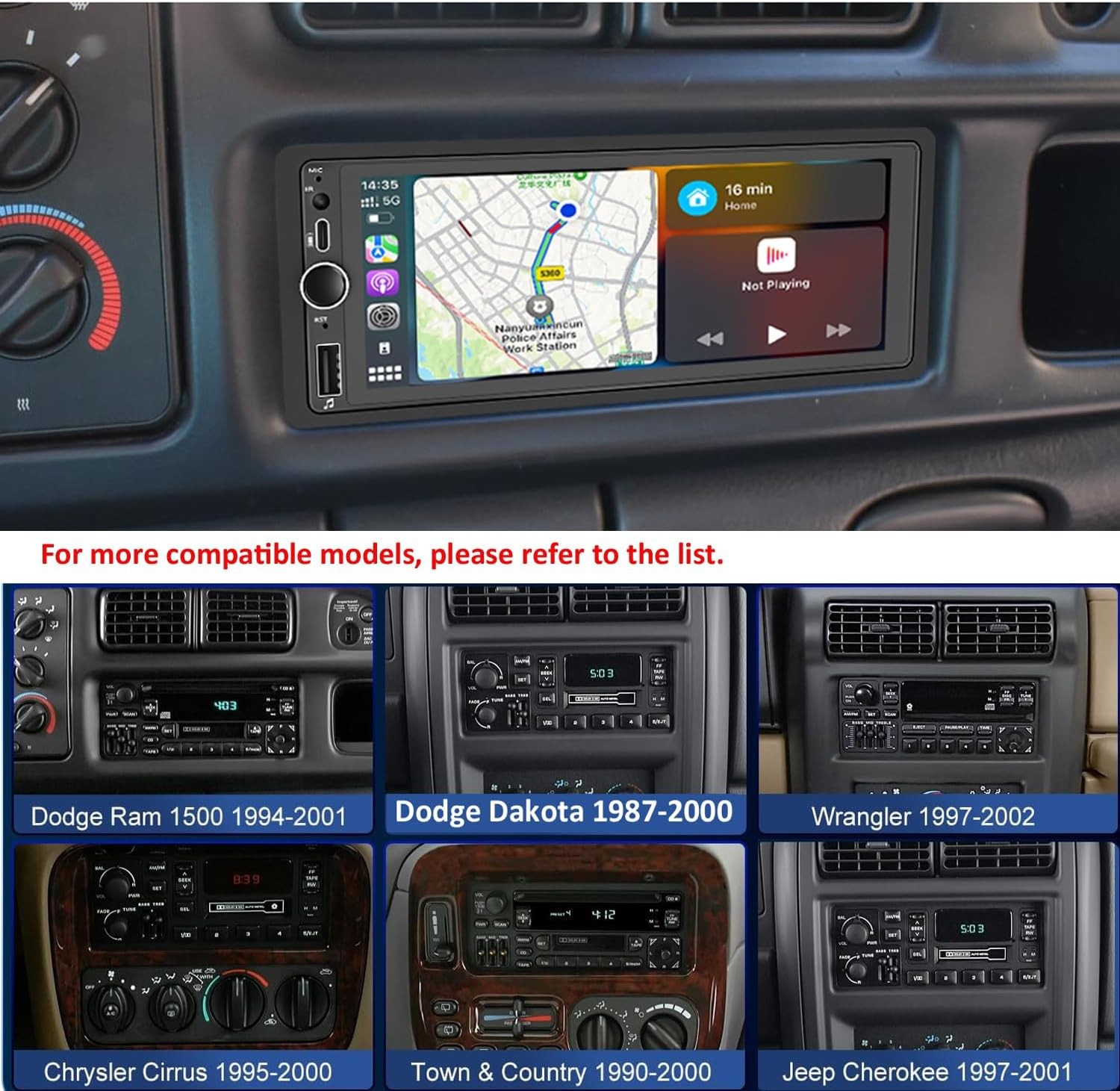 Car Stereo Radio For Jeep Cherokee 1997-2001 Carplay Android 15 GPS 4+64G