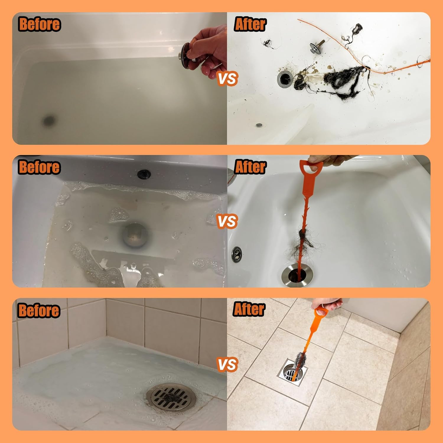 Drain Hair Catcher 20 Inch Drain Snake Shower Drain Hair Trap Clog Remover Lot