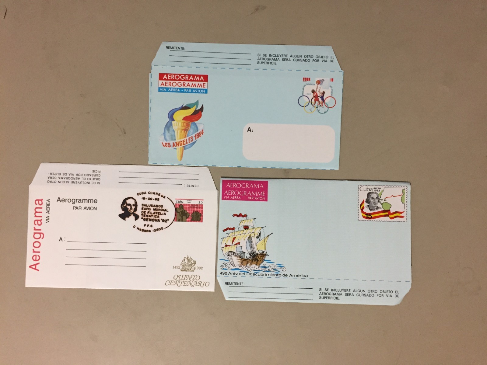 Three CARIBBEAN COUNTRY mint  aerograms.