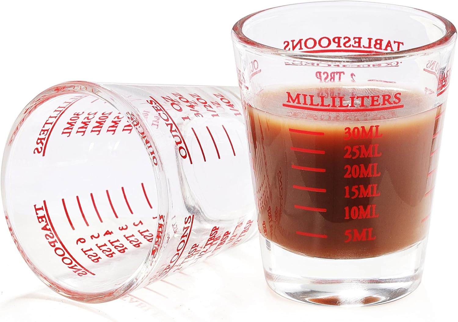Shot Glass Measuring Cup, 2PCS Measuring Shot Glasses, Thick Base Liquid Measuri