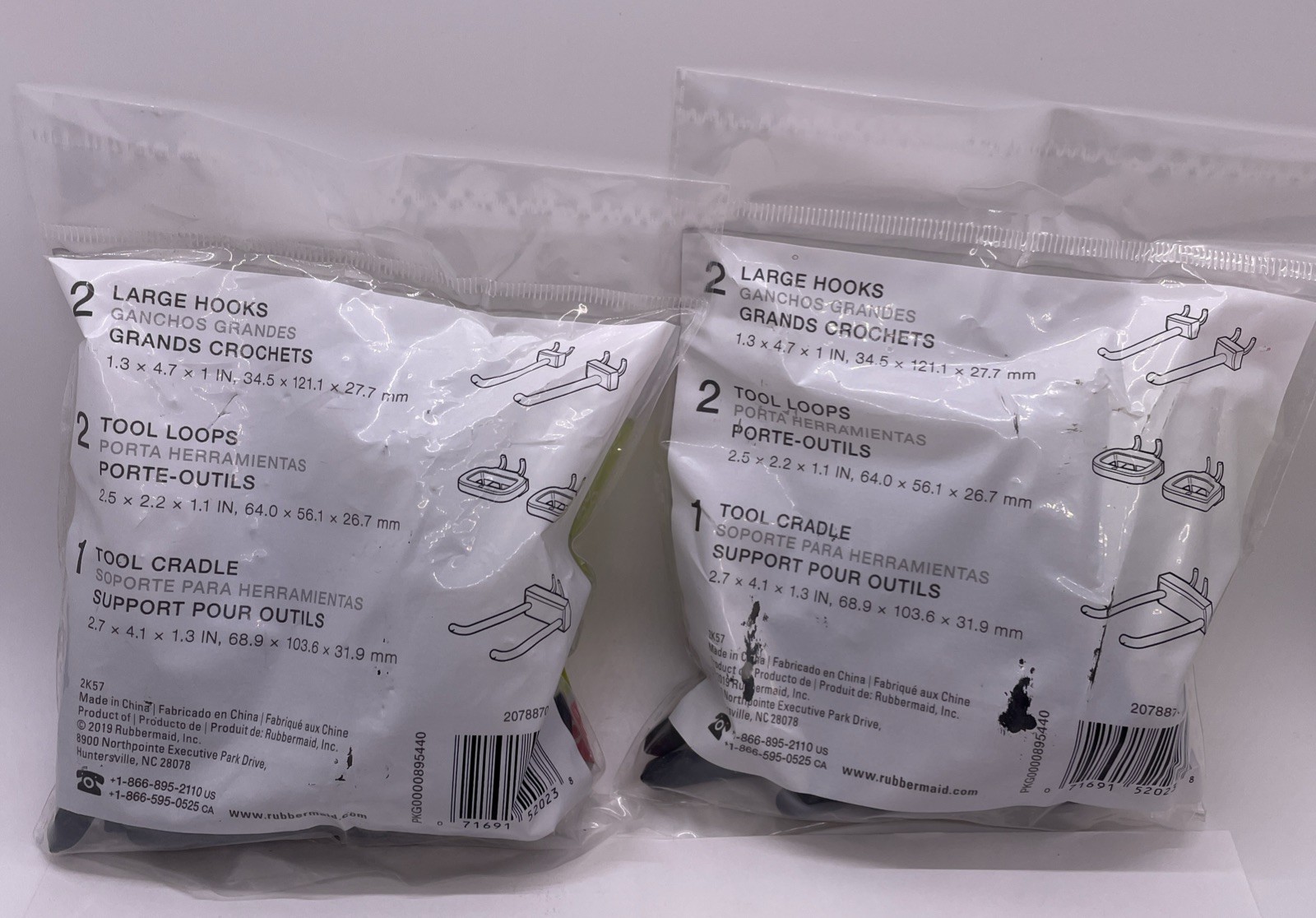 Lot of 2 - Rubbermaid FastTrack Garage Accessory Hook Kit - 5-Piece Bundle