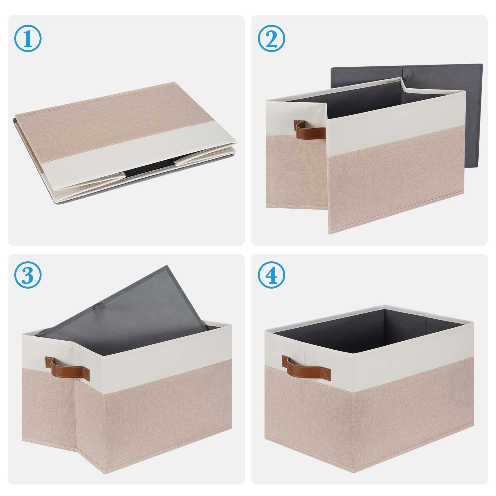 PFFVRP Large Fabric Storage Bins, Foldable Fabric Storage Baskets for Shelves...