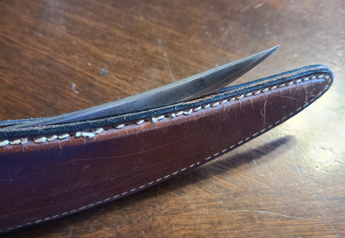 Vintage Scorpion Blade Antique Mexican Knife With Bull Horn Handle Circa 1890's