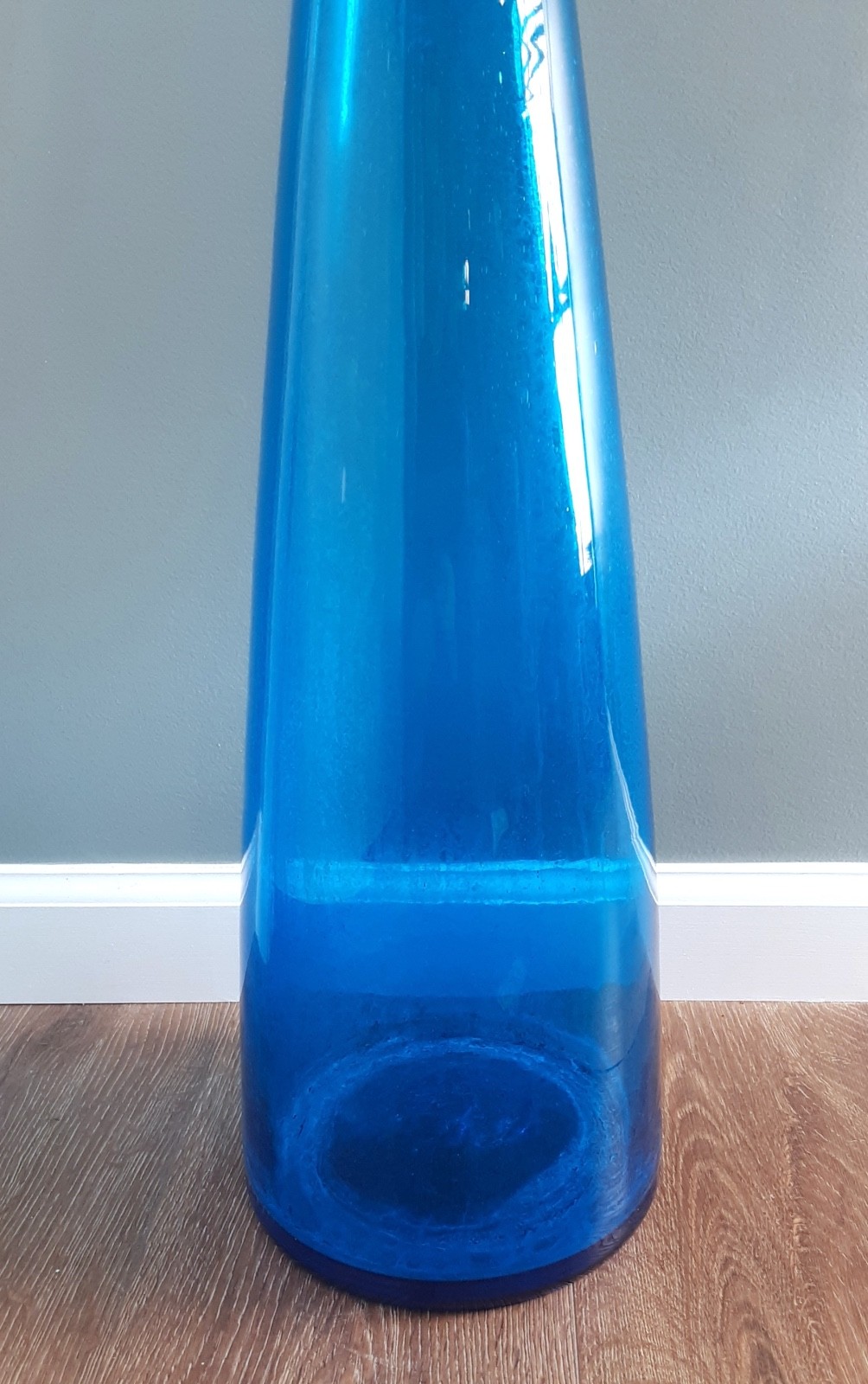 BLENKO HUGE 35.5" Art Glass Turquoise # 6138 Architectural Floor Decanter HUSTED