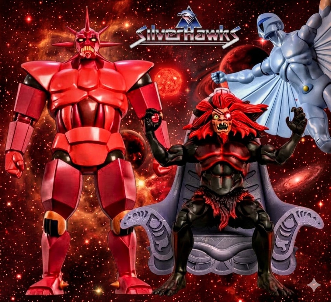 🇺🇸 Super7 ULTIMATES! SilverHawks 2X Mon*Star Figures + Throne + Quicksilver!