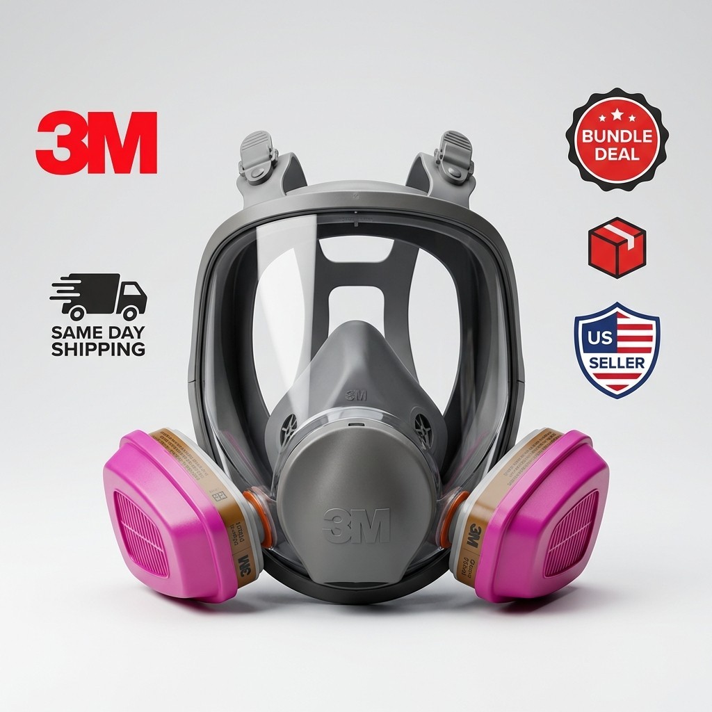 Bundle 3M 6900 LARGE FULL FACE RESPIRATOR MASK & 2 60926 MULTI GAS CARTRIDGE