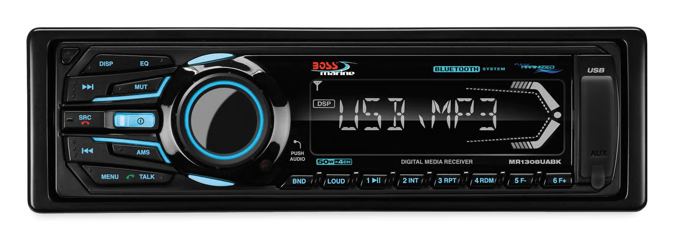 Boss Audio Bluetooth AM/FM Multimedia Receiver Motorcycle ATV/UTV MR1308UABK