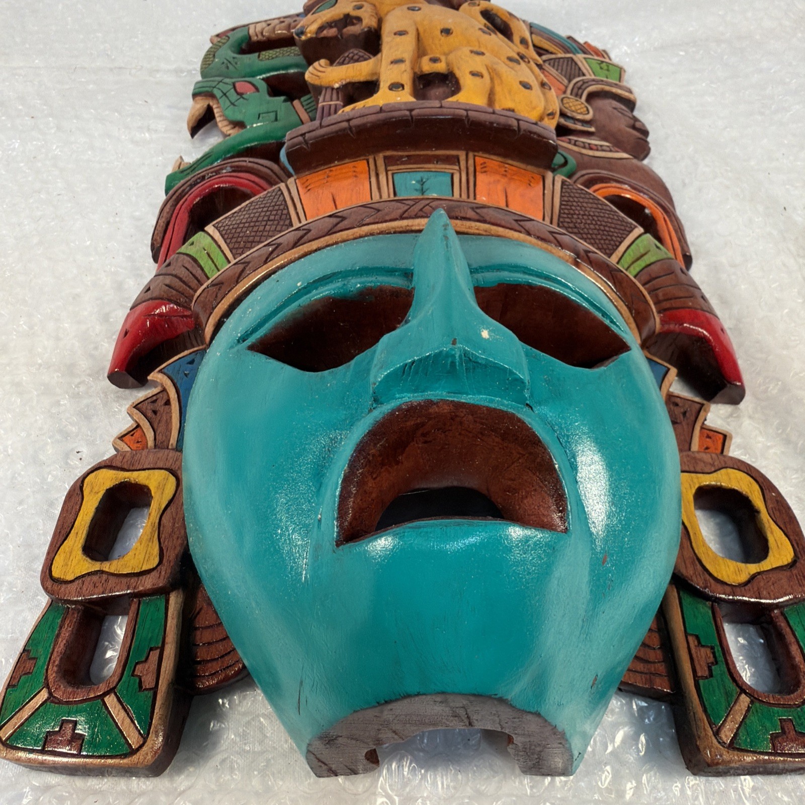 Hand-Carved Wooden Mayan Mask From Mexico