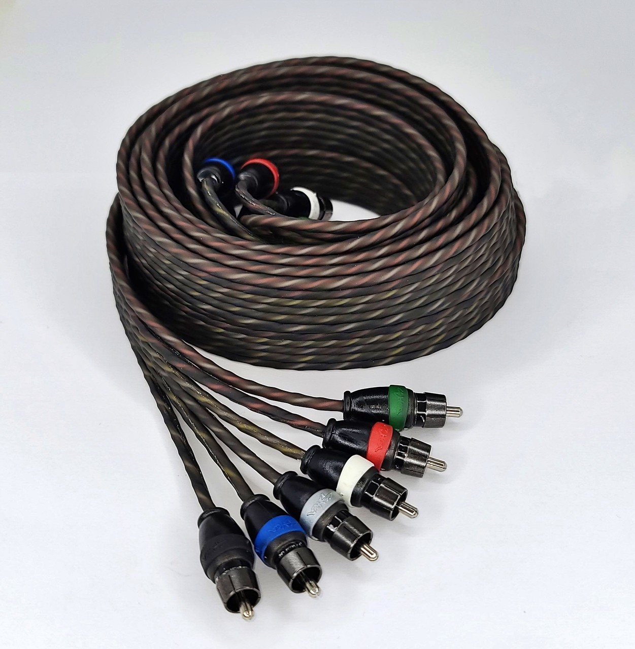 Sky High Car Audio 6 Channel Twisted RCA 20ft Cables Coated Car Audio
