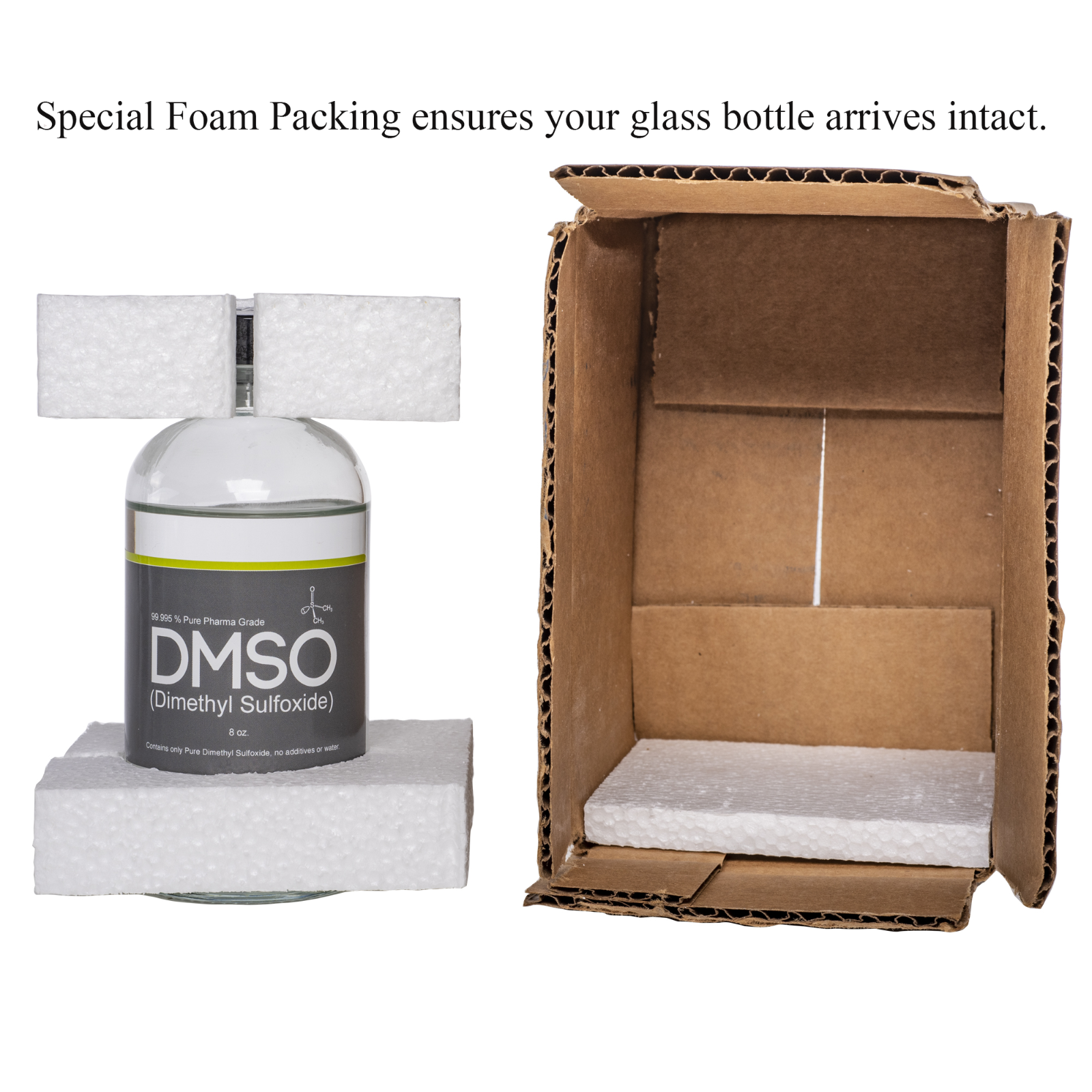 DMSO 8 oz. Glass Bottle Non-diluted 99.995% Low odor Dimethyl Sulfoxide