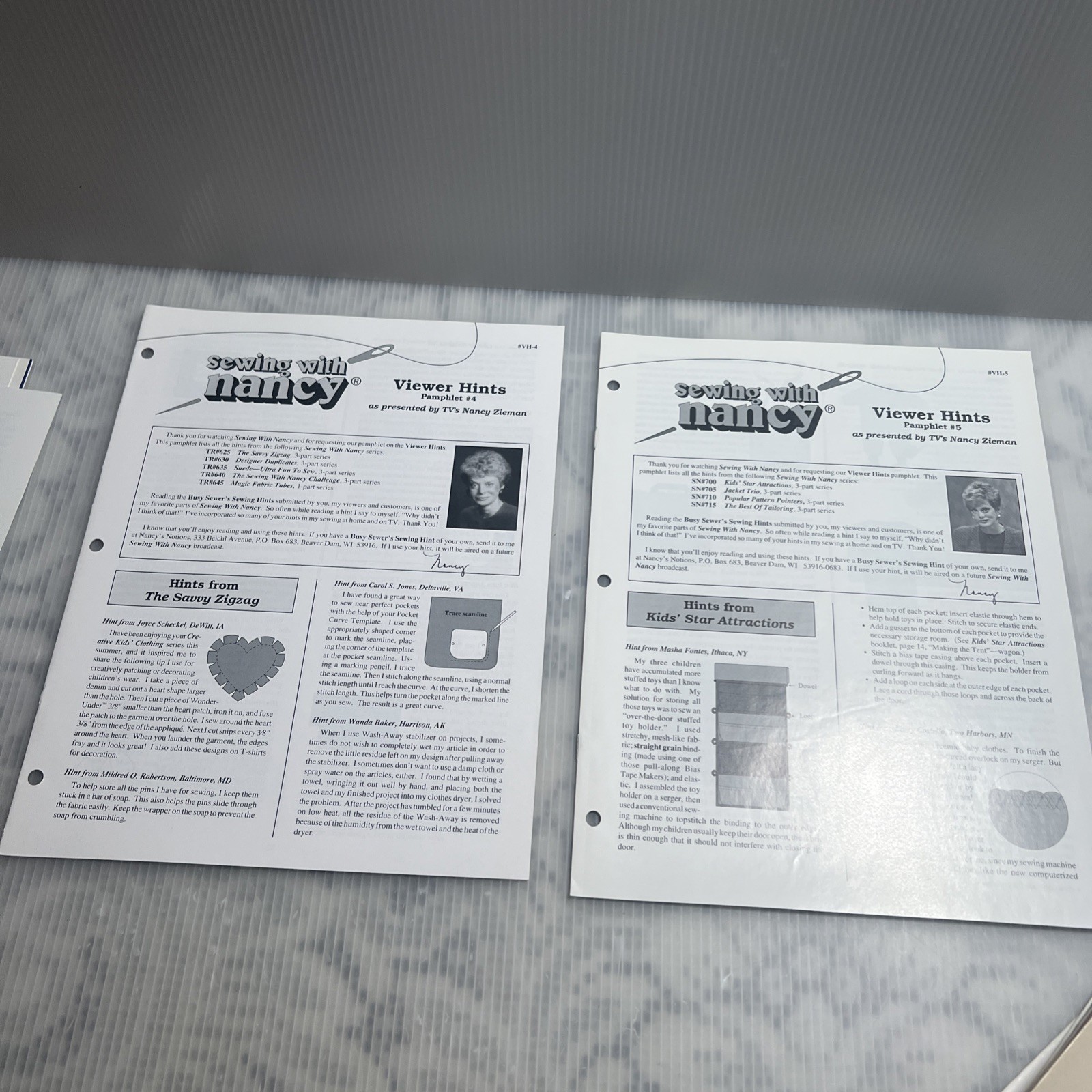 Sewing With Nancy Lot Of 19 Booklets, Pamphlets, And Transcripts 1990’s