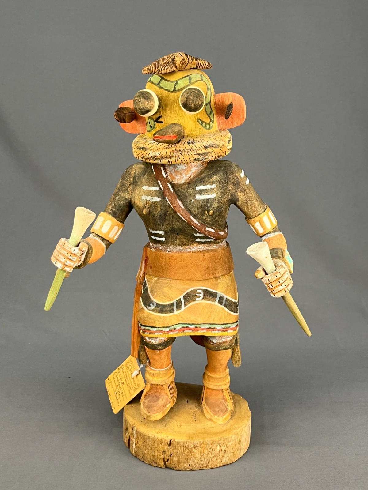 Vtg Hand-Carved 13" Hopi Kachina Doll ZUNI RATTLE SNAKE by Everett Tawahongva