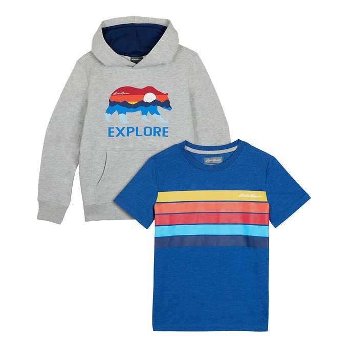 Eddie Bauer Boys Youth Hoodie and Tee Shirt 2 Piece Set Large