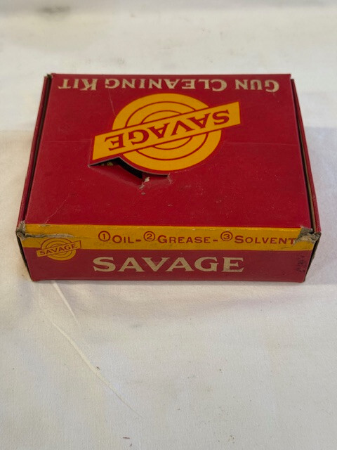 Savage Arms Vintage Gun Cleaning Kit Oil Tin Grease Solvent 3pk