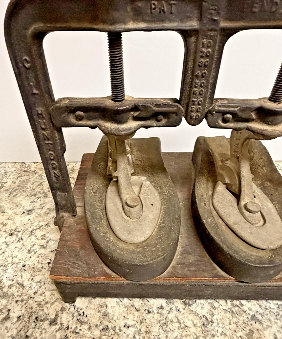Antique Cast Iron Shoe Form Mold Press Cobbler Repair CL HUNTOON LOS ANGELES