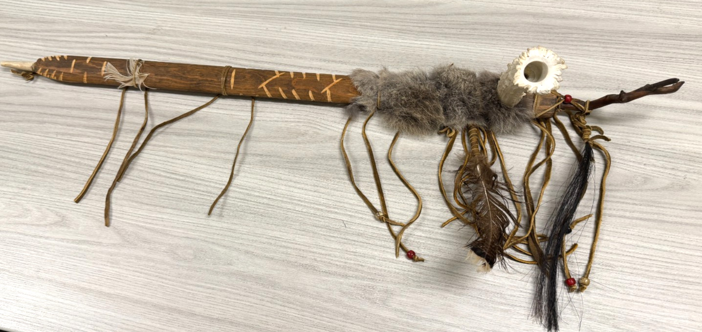Replica Decorative Native American Deer Antler Peace pipe  29”