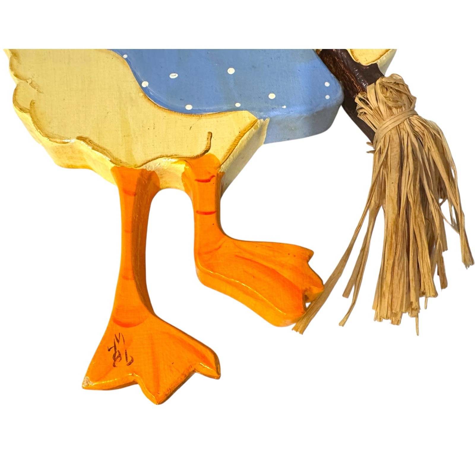 Vintage 80s Wooden Hen Wall Art Anamorphic Animals Pair Glazed Hand Painted